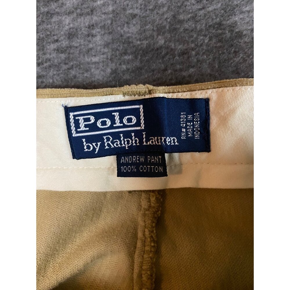 VTG Polo Ralph Lauren Men's Two-Pleated Corduroy‎ Pants 36x32 Tan Andrew Cotton - Picture 3 of 6
